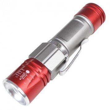 Ручной мини фонарь Bailong BL-517-XPE USB (Серебристо-красный)