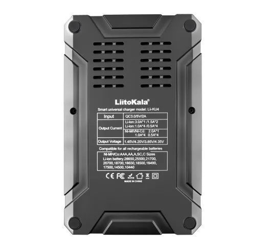 Зарядний пристрій універсальний LiitoKala Lii-KU4 LCD Type-C для акумуляторів (Li-ion IMR LiFe NiMH/CD) на 4 канали