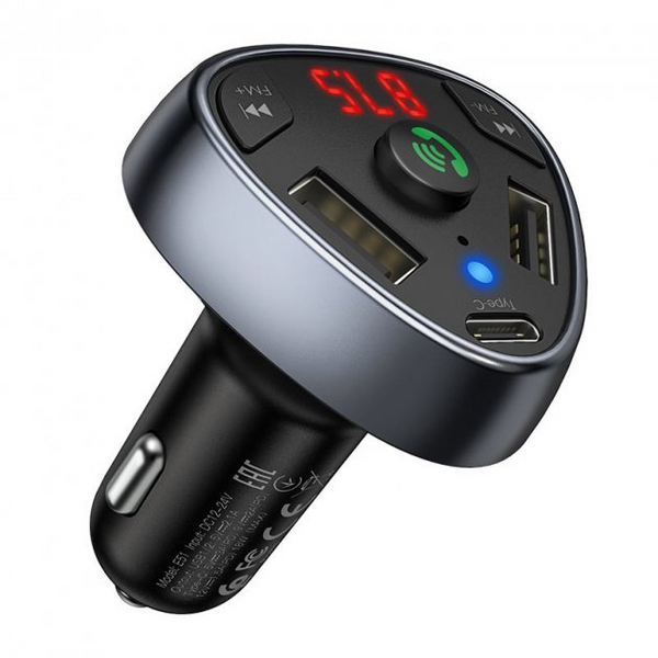 Автомобильный FM-модулятор Hoco E51 + Bluetooth (2USB+PD)