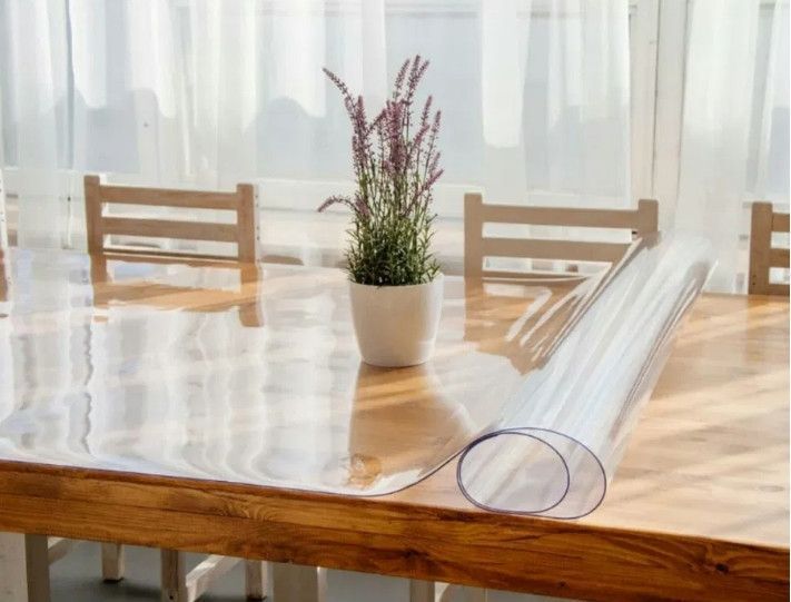 М'яке скло Прозора силіконова скатертина на стіл Soft Glass Захист для меблів 3.3х1.0 м Товщина 1.5 мм