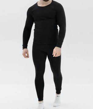 Чоловіча зимова термобілизна Thermal на флісі (Чорний) XL