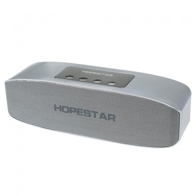 Портативна вологозахищена стерео колонка Hopestar H11 (Bluetooth, MP3, FM, AUX, Mic) Сріблястий