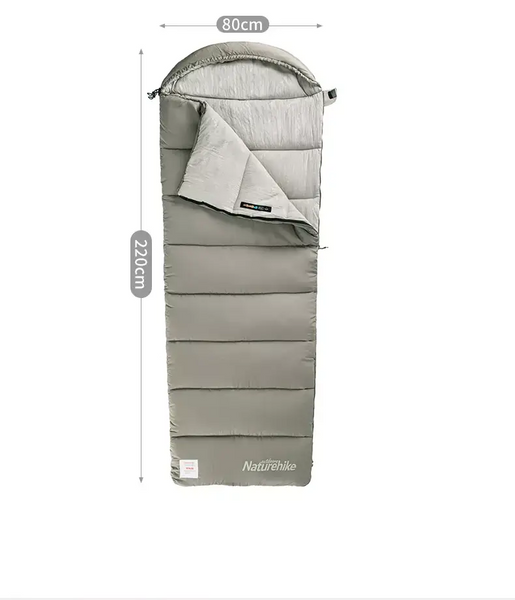 Туристический спальный мешок Naturehike M400 (до -18C) Справа молния (R) Серый