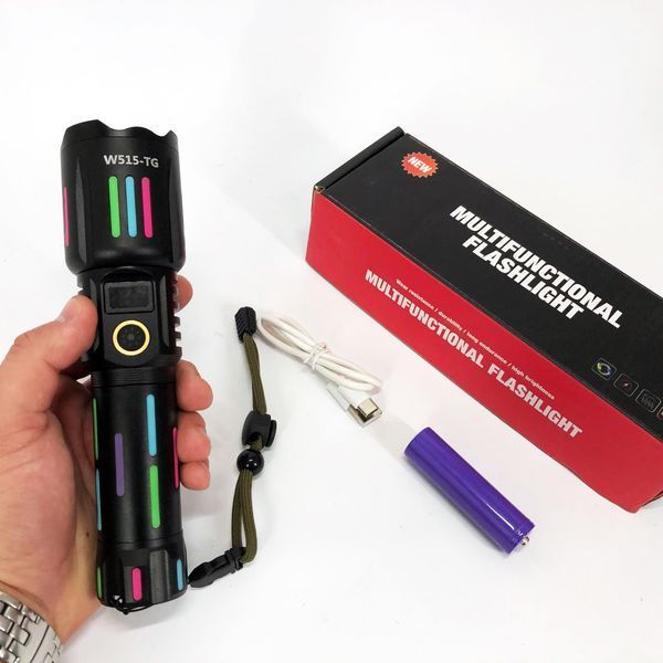 Ручний ліхтар W515-TG zoom + LCD + Type-C + PowerBank + 1х18650 (26650) 5 режимів