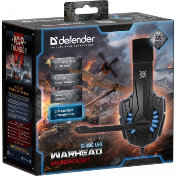 Игровые наушники Defender Warhead G-390 LED (Black-blue)