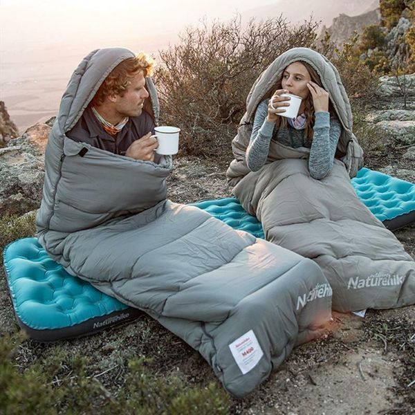 Туристический спальный мешок Naturehike M400 (до -18C) Справа молния (R) Серый