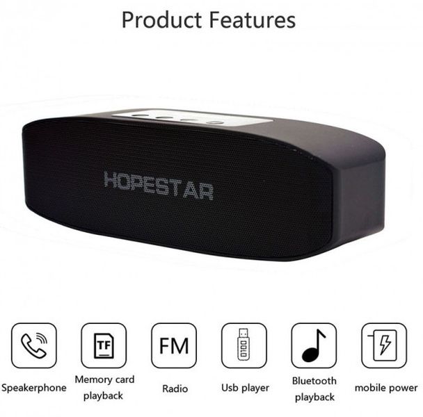 Портативная влагозащищенная стерео колонка Hopestar H11 (Bluetooth, MP3, FM, AUX, Mic) Серебристый