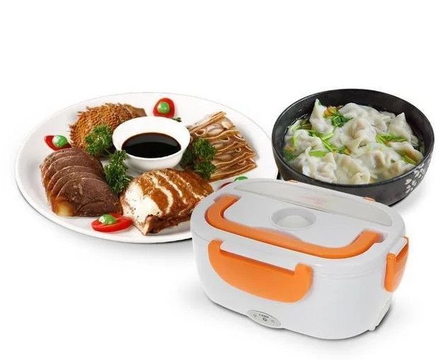 Ланч бокс с подогревом от сети 220В Electric lunch box Контейнер для еды (Оранжевый)