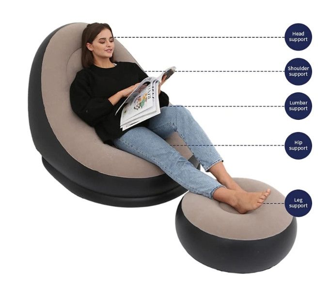 Надувное кресло с пуфом Air Sofa (велюровое покрытие)