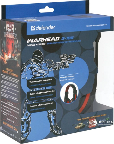 Игровые наушники Defender Warhead G-185 2m (Черно-красные)