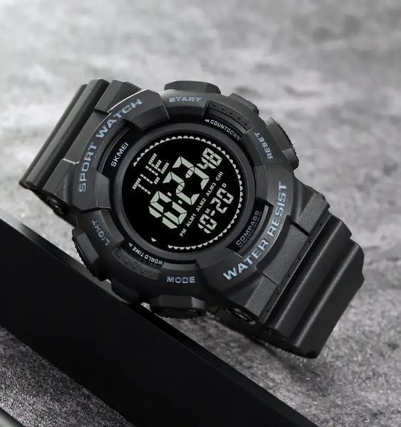 Годинник чоловічий спортивний Skmei 2077 з компасом (Чорний)
