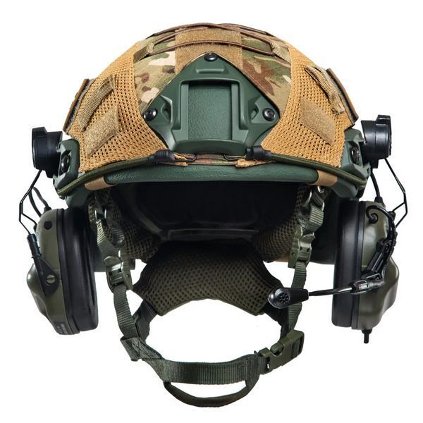 Комплект шлем Fast Team Wendy Helmet NIJ IIIA + наушники Earmor M32H MOD3 + кавер (Оливковый) размер XL