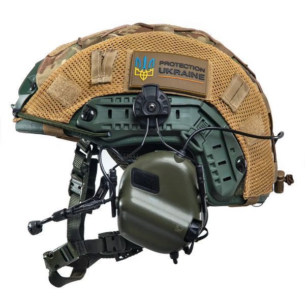 Комплект шлем Fast Team Wendy Helmet NIJ IIIA + наушники Earmor M32H MOD3 + кавер (Оливковый) размер XL