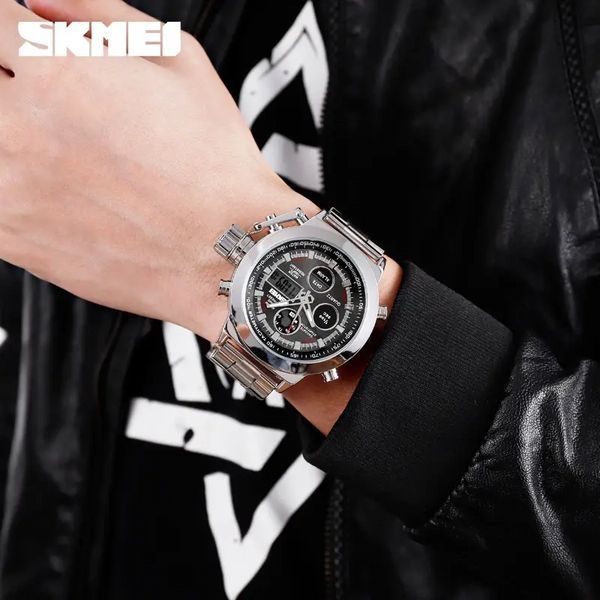 Мужские спортивные наручные часы Skmei 1515 Серебристый