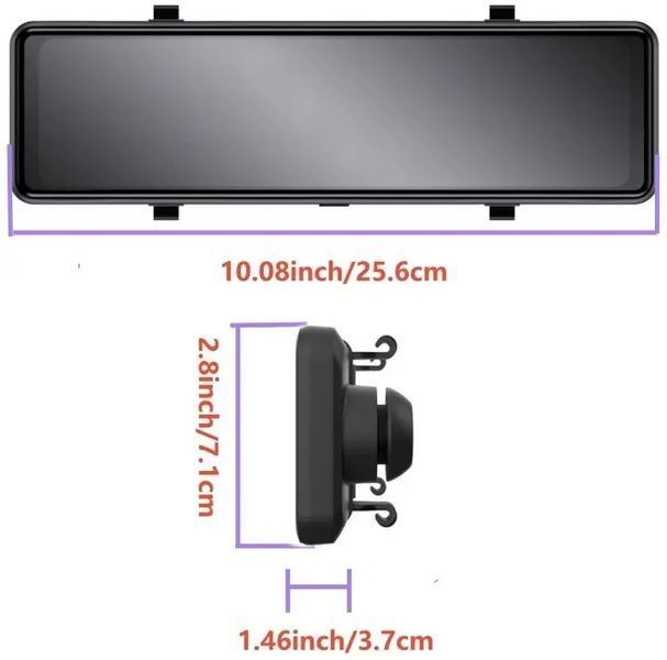 Зеркало видеорегистратор DVR C109 10.26" 2k (2 камеры) Wi-Fi Bluetooth AUX Android Auto CarPlay