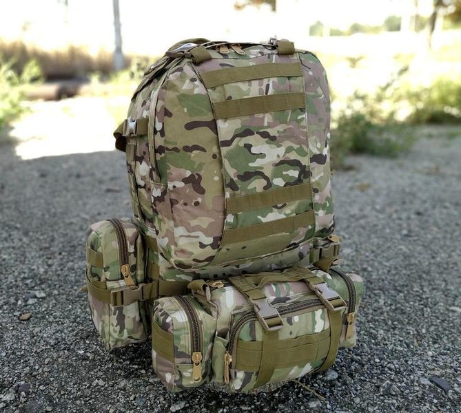 Тактический большой рюкзак Мультикам TacticBag 45-55л с подсумками (Камуфляж)