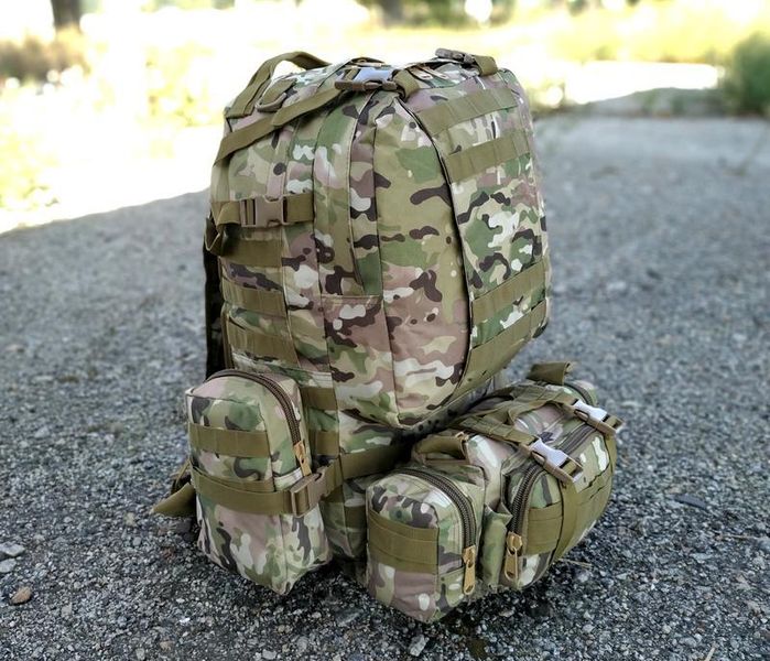 Тактический большой рюкзак Мультикам TacticBag 45-55л с подсумками (Камуфляж)