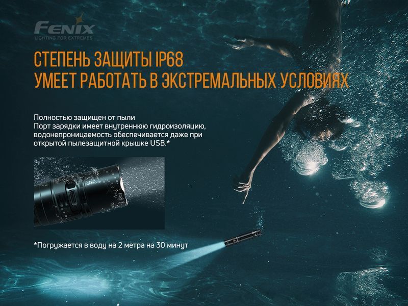 Ручний тактичний ліхтар Fenix PD36R 1600лм USB type-C (Чорний)
