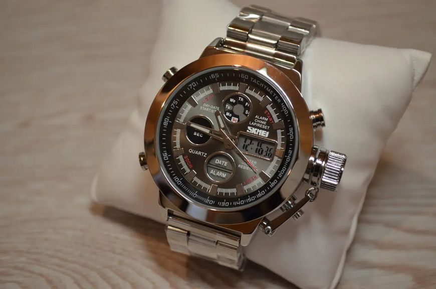Мужские спортивные наручные часы Skmei 1515 Серебристый