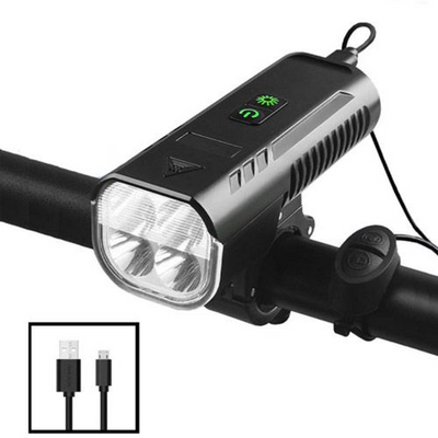 Велосипедний ліхтар + power bank + дзвінок FY-336-4T6 microUSB (3+4 режими та 5 дзвінків)