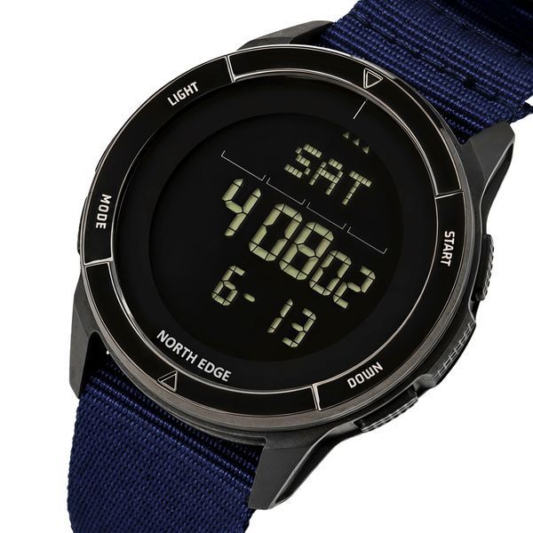 Годинник чоловічий водостійкий тактичний North Edge Alps Special Blue з компасом (2 ремінці)