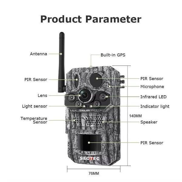 Фотоловушка Inqmega 4G LTE Sim 5MP GPS на солнечной панели PIR