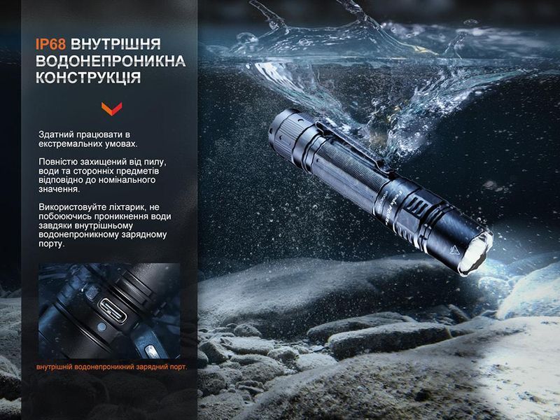 Ручний тактичний ліхтарик Fenix PD36R Pro 2800лм type-C (Чорний)