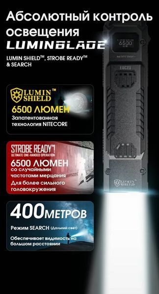 Сверхмощный мини фонарь Nitecore EDC29 USB-C OLED дисплей 6500лм 400м (7 режимов)