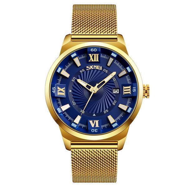 Годинник чоловічий наручний Skmei 9166 Gold blue оригінал