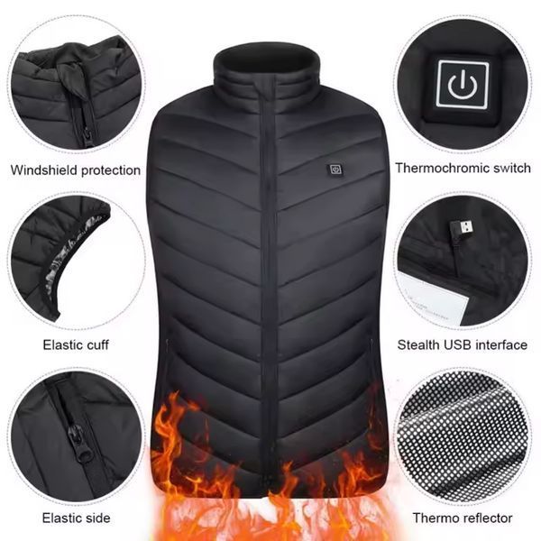 Мужской жилет с подогревом HeatFashion Electric Heating Vest (17 зон) Черный 3XL