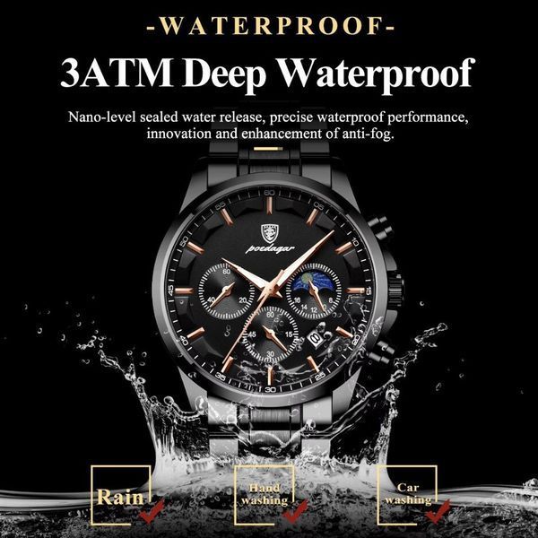 Годинник чоловічий наручний Poedagar West Black