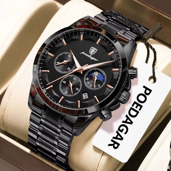 Годинник чоловічий наручний Poedagar West Black