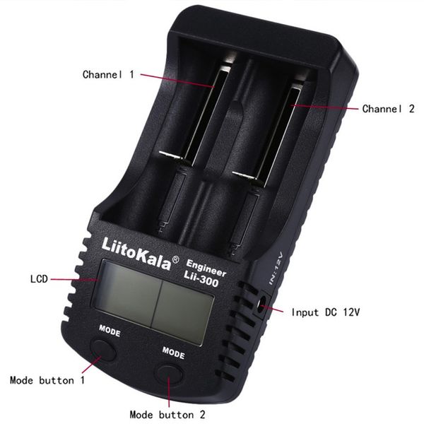 Заряднoe устройство Liitokala Lii-300 на 2 слота (для Ni-MH, Ni-CD, Li-Ion) + блок питания