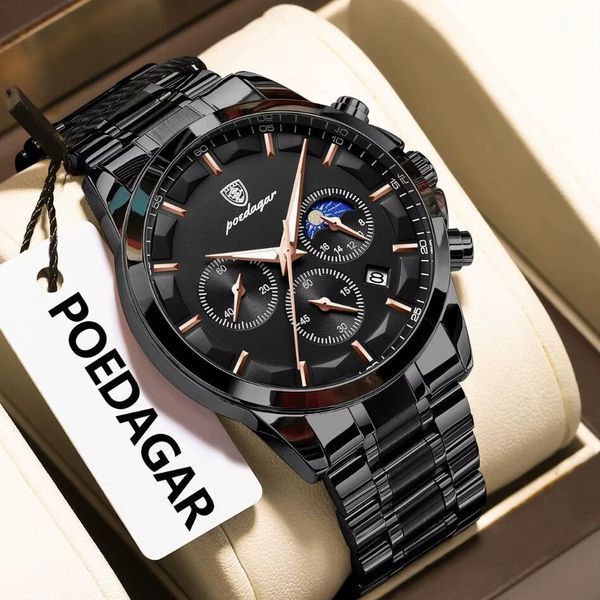 Годинник чоловічий наручний Poedagar West Black
