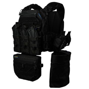 Плитоноска тактична Warmor Gen.3 Pro Max зі швидким скиданням з підсумками (Чорна)