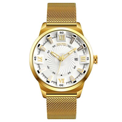 Годинник чоловічий наручний Skmei 9166 Gold white оригінал