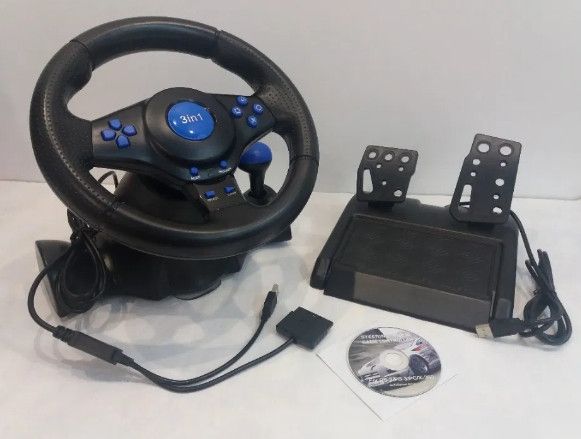 Гоночный руль Vibration Steering Wheel ps3 ps2 pc USB мультимедийный 3 в 1