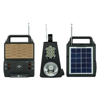 Сонячна зарядна система Solar FP-05WSL + 2 ліхтаря + радіо + Bluetooth + бездротова зарядка