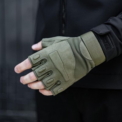 Тактические беспалые перчатки (военные, армейские, защитные, охотничьи) Хаки, L