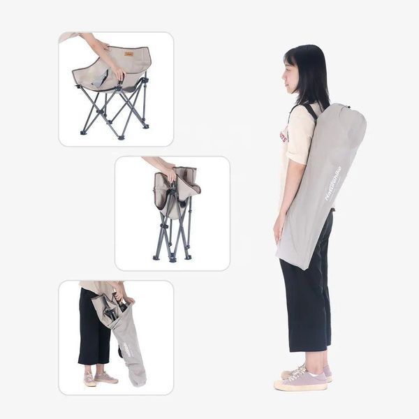 Складне крісло Naturehike NH20JJ022 600D Oxford Cotton сталь (Бежевий)