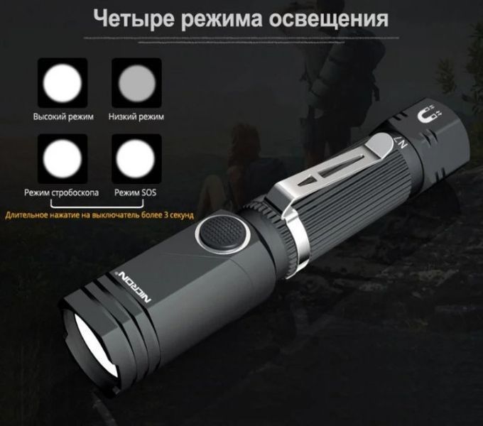 Фонарь Nicron N7 Магнит 90 градусов поворот IP65 600 Lm фонарик