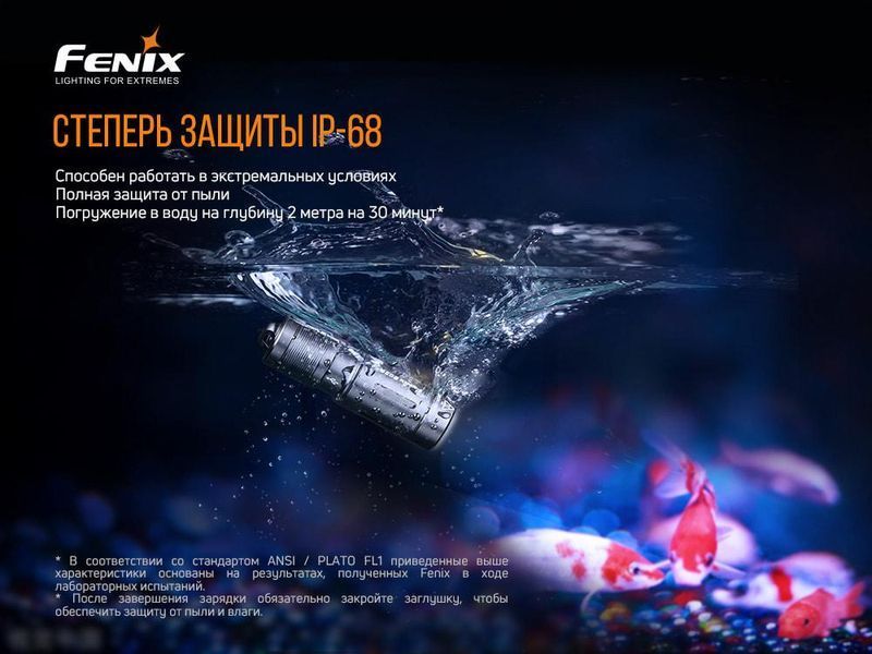 Ручной мини фонарик Fenix E02R 200лм Micro USB (Синий)