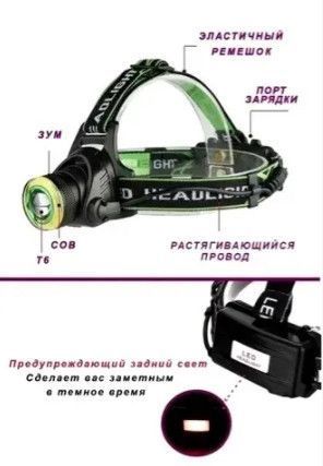 Налобний ліхтар KJ600000 Т6 1200 люмен + 5 режимів