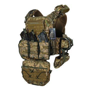 Плитоноска тактична Warmor Gen.3 Pro Max зі швидким скиданням з підсумками (Піксель)