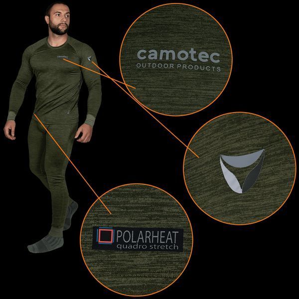 Чоловіча термобілизна (костюм) Polarheat QS Pro 2.0 на флісі (Оливковий меланж) розмір XL