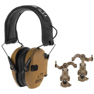 Тактичні навушники на шолом Walkers Razor + кріплення OPS Core (Чебурашки) Койот