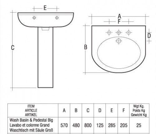 Комплект раковина + ніжка RAK Ceramics Cynthia Wash Basin (57 см) Бордовий