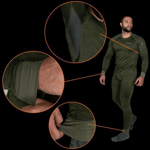 Чоловіча термобілизна (костюм) Polarheat QS Pro 2.0 на флісі (Оливковий меланж) розмір 2XL