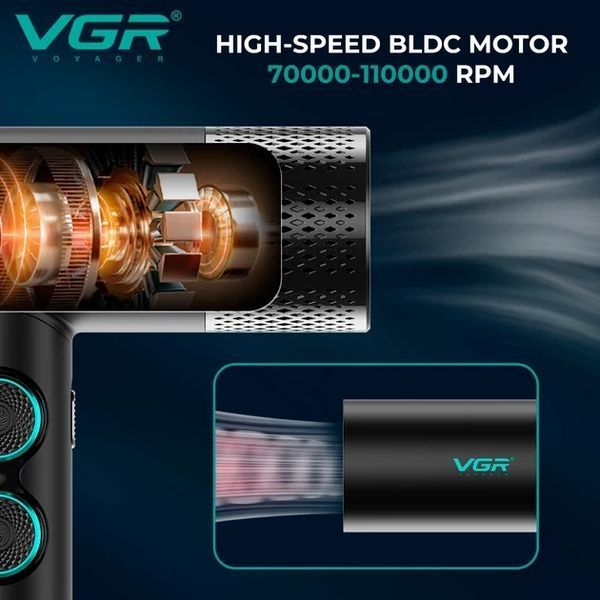Фен VGR V-431 (2 рівні обдування, 3 рівні температури) 1800W + 1 насадка Зелений
