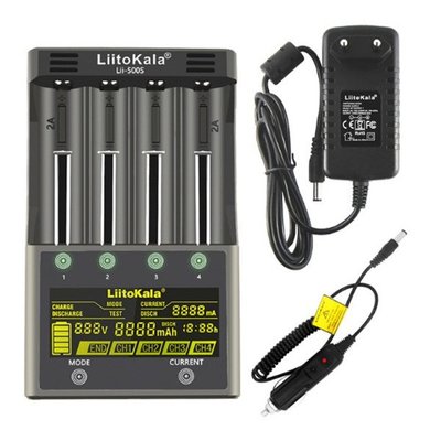 Зарядний пристрій Liitokala Lii-500S на 4 канали (для Ni-MH, Ni-CD, Li-Ion) з блоком живлення і автоадаптером